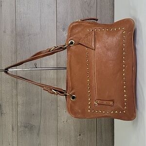Sorial Brown Leather Studded Shoulder Bag Handbag Purse Satchel